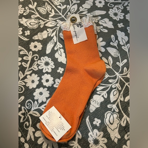 Free People Orange Lace Trim Socks - Picture 2 of 3